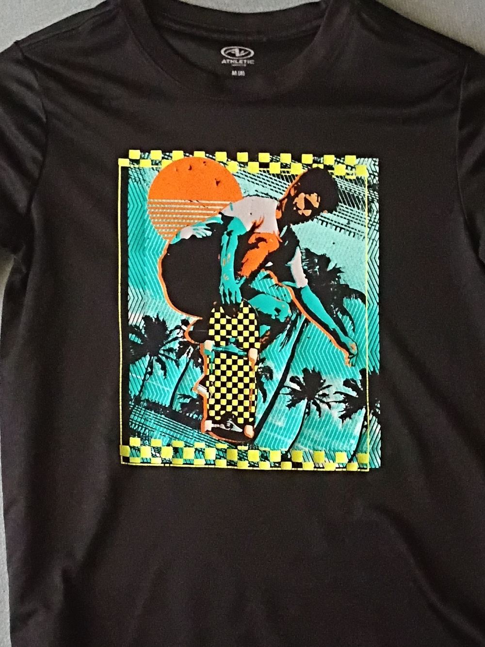 Black Graphic Skateboard Print T-Shirt